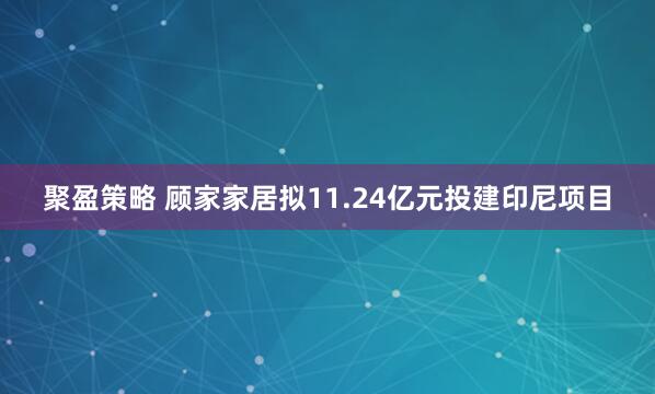 聚盈策略 顾家家居拟11.24亿元投建印尼项目